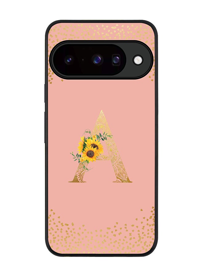 For Google Pixel 10 Case,Slim fit Camera Protection, Shockproof Thin Phone cover  - Custom Floral Monogram - A  (Rose Pink )